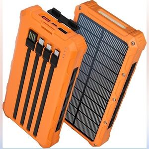 Orange Solar Power Bank with USB Ports